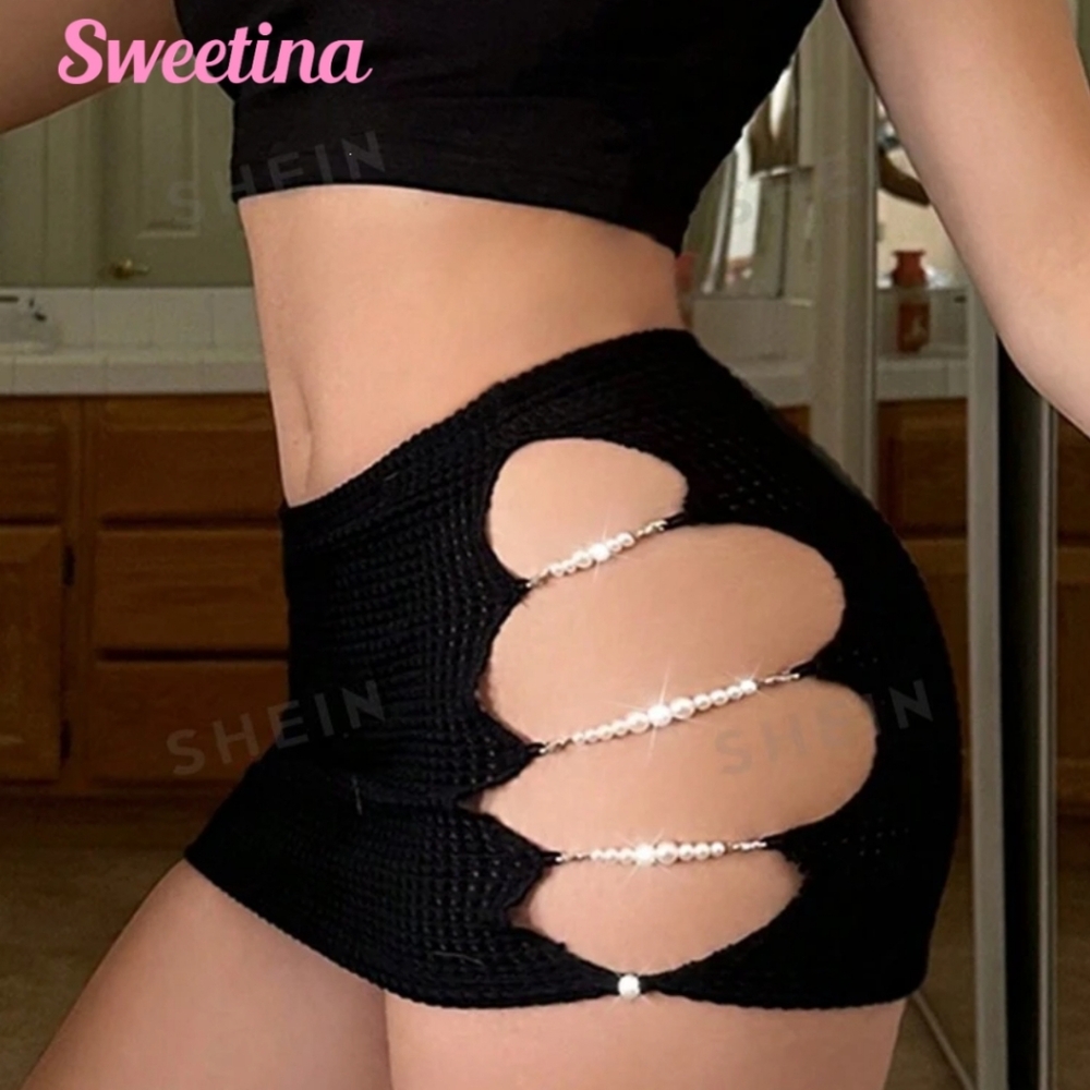 SHEIN sweetina black cut out side bodycon skirt